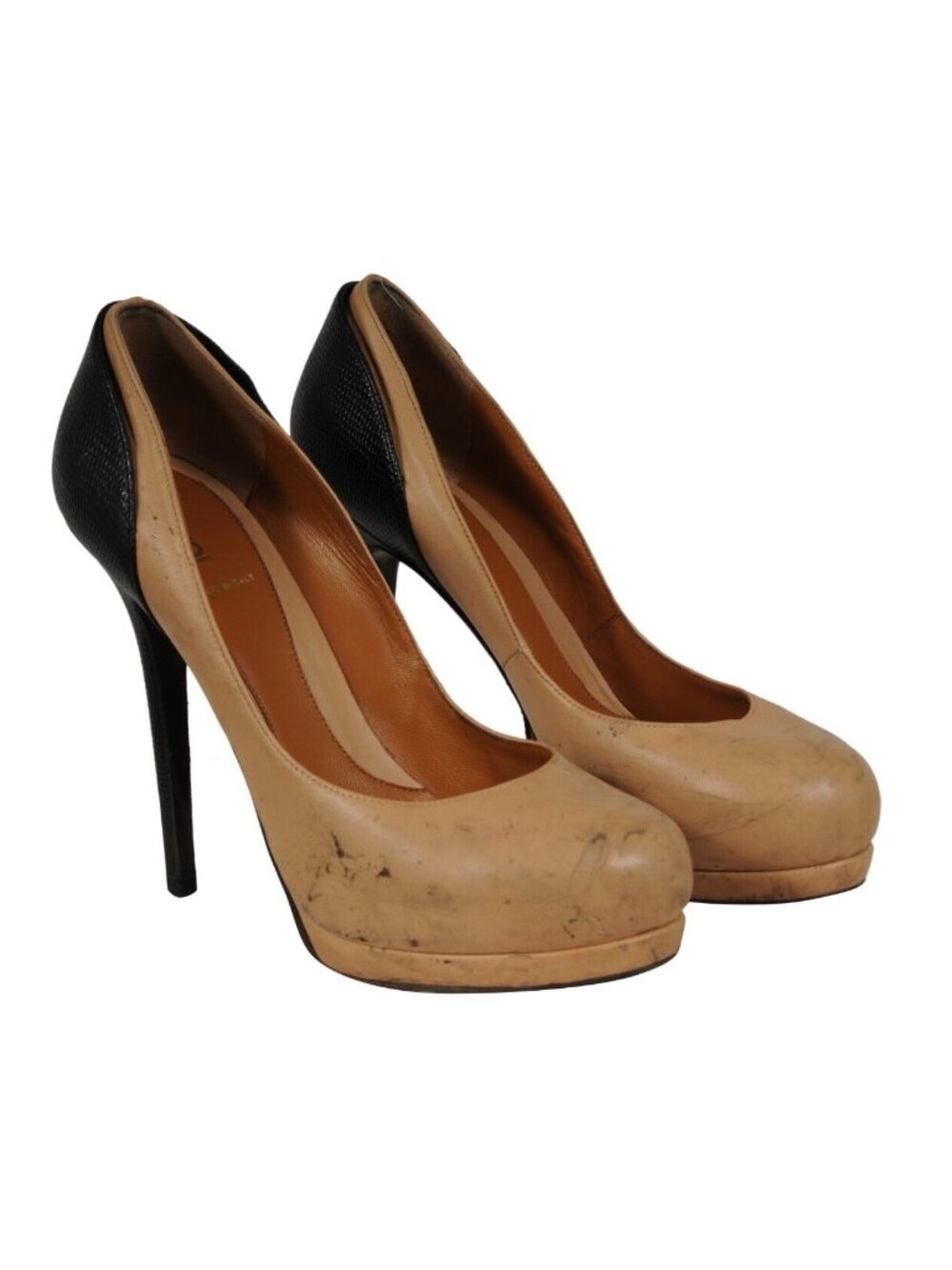 Fendi Women Colorblock Platfrom Pumps Size US 9 EU 39 Tan Black Heels